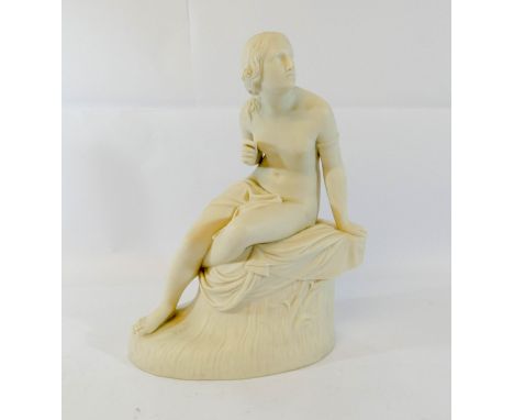A Copeland parian figure of Sabrina, circa 1860,modelled after the original by William Calder Marshall, seated near naked on 