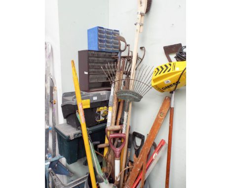 A very large quantity of garden tools, tool boxes etc 