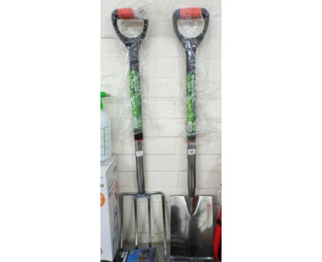 A new stainless steel digging spade and fork 