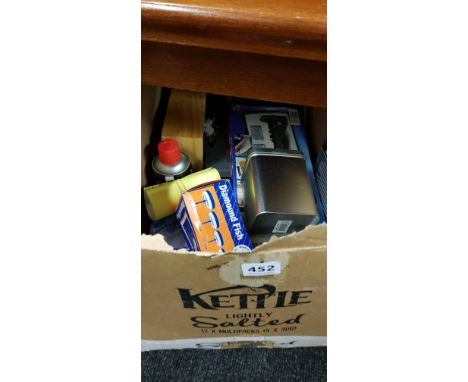 BOX LOT OF TOOLS ETC