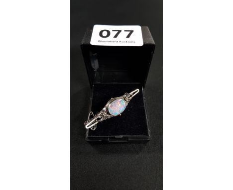 SILVER AND OPAL BROOCH