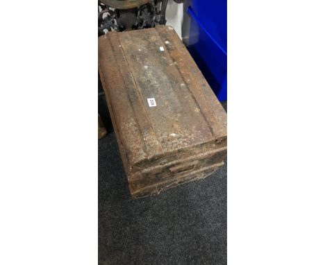 ANTIQUE BLACK METAL TRUNK
