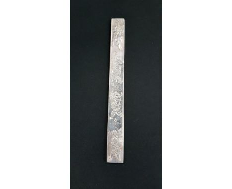 CHINESE SILVER (HALLMARKED) SCROLL WEIGHT DEPICTING DIFFERENT FLOWERS FOR EACH OF THE 4 SEASONS