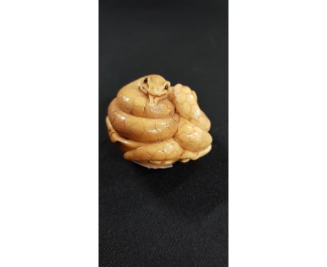 CARVED SNAKE NETSUKE