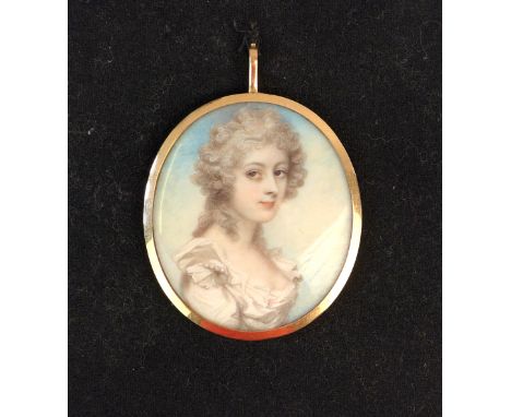 A 19th Century portrait miniature Depicting a bust of a lady wearing contemporary clothing, with hair verso, 6.5 x 5.5cm  