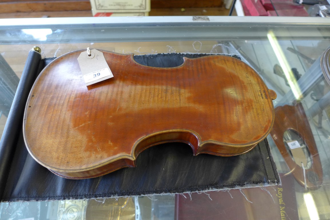 An Irish violin by Perry Dublin Length 37cm (af)NB This violin was was