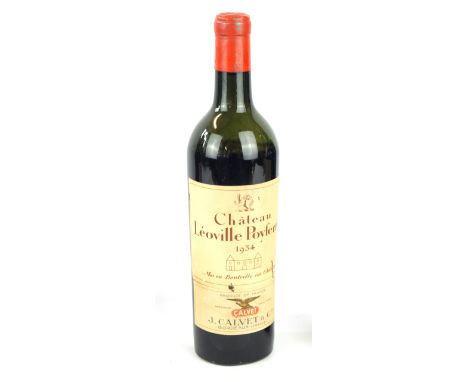 1 bottle Chateau Leoville Poyferre Grand Cru Classe St Julien 1934 (ullage level at low shoulder l/s) - clear intact, slightl
