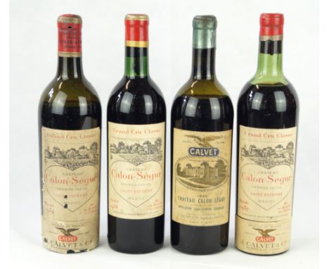 4 bottles Lot pre and post WWII mature Great Vintages Chateau Calon Segur Grand Cru Classe St EstepheComprising 1 bottle Chat
