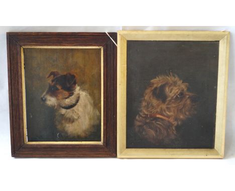 British School (1902) - 'Study of a Terrier'Oil on panel, initialled and dated, bears old hand written label verso, approx. 2