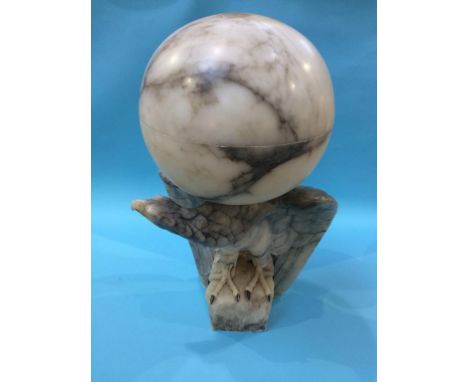 A carved alabaster lamp in the form of an eagle