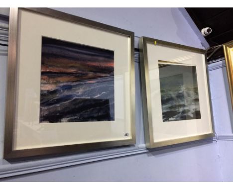 Pair, Mike Oxley, watercolour, signed, 'Splashzone', dated 2004 and 'Seascape Morning', dated 2005, 35 x 35cm