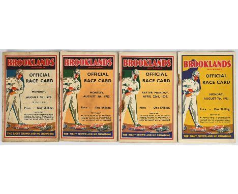 Collection of 4 Vintage Brooklands programmes - Official Race Cards for August 7th 1933, April 22nd 1935, August 5th 1935, Au