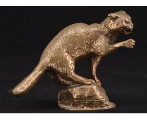 Vintage Angry cat bronze car mascot. 9cms tall. Please note this lot has the standard Ewbank's standard buyers premium payabl