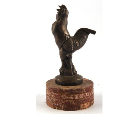 Vintage Le Chantecler cockerel car mascot mounted on marble.  18cms tall.Please note this lot has the standard Ewbank's stand