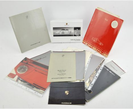 Collection of vintage Porsche sales brochures, price list and Accessories list. Models included: Porsche 911, 911 Turbo 928,9