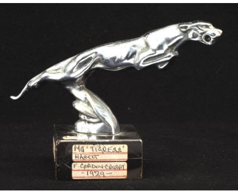 Frederick Gordon Crosby 1929 MG Leaping Tigress Car Mascot mounted on marble stand. 12cms tall. Please note this lot has the 