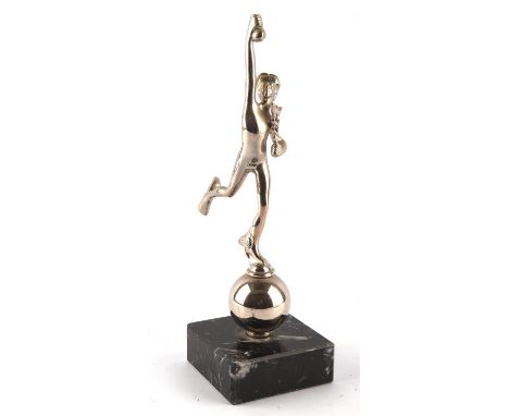 Vintage Mercury chrome car mascot mounted on marble.  26cms tall. Please note this lot has the standard Ewbank's standard buy