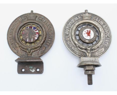 Vintage Royal Automobile Club Associate North Wales badge numbered N31 and  Royal Automobile Club Associate badge numbered N2