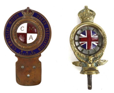 Vintage RAC Commercial Motor Users Association badge and The Royal Automobile Club badge. Please note this lot has the standa