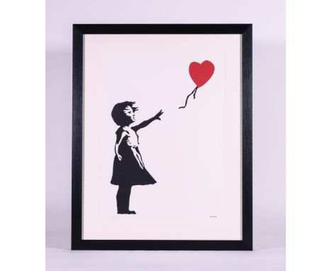 After Banksy, Graphic, art print on papersigned in the plate "Girl with Balloon" Numbered 53/150 Dim: Image 75 x 55 cm - Fram
