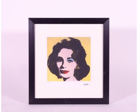 Offset Print after Andy Warhol "Elisabeth Taylor" numbered 133/300 and signed in the plate Dim: Image 30 x 27,5 Frame : 51 x 