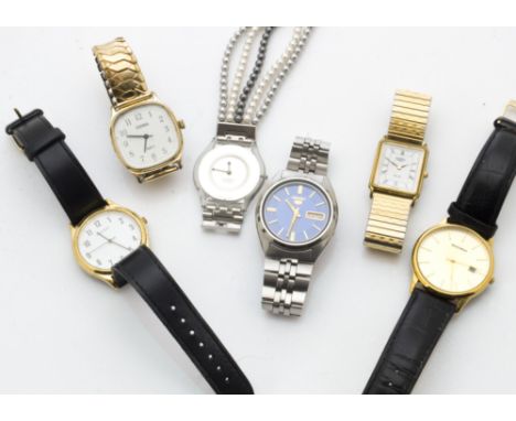 A 1970s Seiko 5S automatic gentleman's wristwatch, together with a Swatch lady's watch, three Sekonda's and a Rotary example 