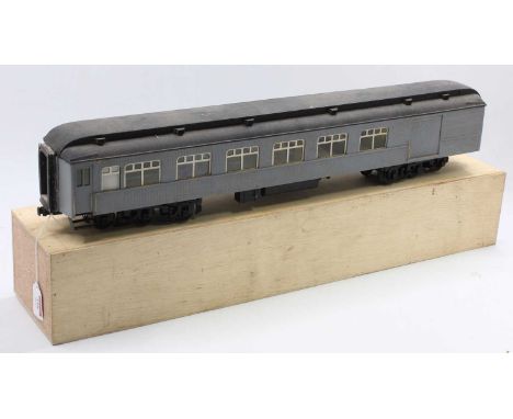 Scratch-built G scale bogie ‘Wrecking Support Coach.’ No lettering or numbers on coach but transfers in box for ‘Roscoe, Snyd