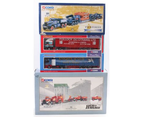 A collection of four various boxed Corgi Classic 1/50 scale diecast vehicles to include a Pollocks ERF EC series curtainside 