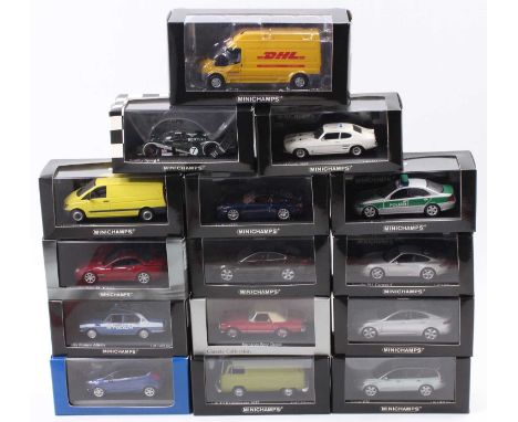 15 Minichamps 1/43rd scale diecast models with examples to include No. 400 053060 VW Type 2 Panel Van, No. 430 085590 Ford Ca