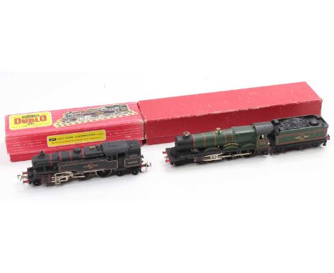 Two Hornby-Dublo 2-rail locos: 2220 ‘Denbigh Castle’ 4-6-0 BR 7032 lined green, missing handrail l/h side, svc and chimney sl