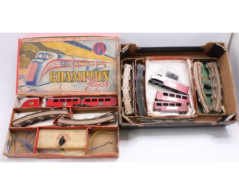 Two ‘The Champion Flyer Sets.’ In Michael Foster’s ‘British Toy Trains’ book 4 of 5, Champion Products Ltd of Birmingham is l