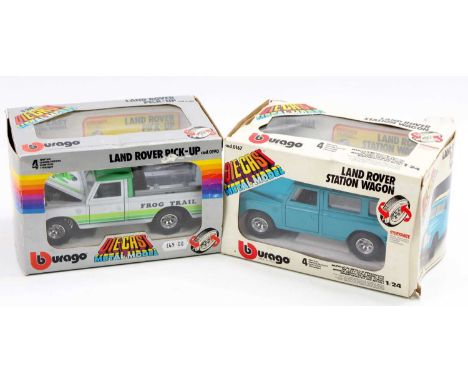 A Bburago 1/24 scale boxed Landrover group to include a No. 0190 frog trail Landrover pickup, a 0167 Landrover stationwagon, 