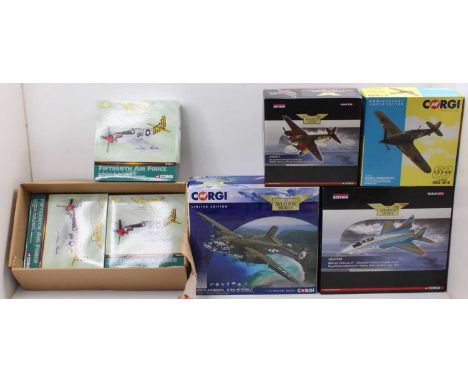 A Corgi Aviation Archive 1/72 scale boxed aircraft collection comprising 3x No. US32214 P-51D Mustang in the original card tr