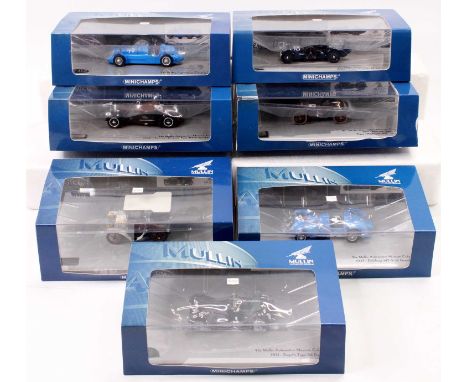 7 Minichamps Mullin Automotive Museum Collection 1/43rd scale models, examples include No. 437 117130 Talbot Lago T 26 SS Gra