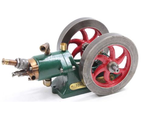 A Tom Senior Simplex 1/16 scale circa 1920 gas engine, free running example which has been handpainted in green, with twin he