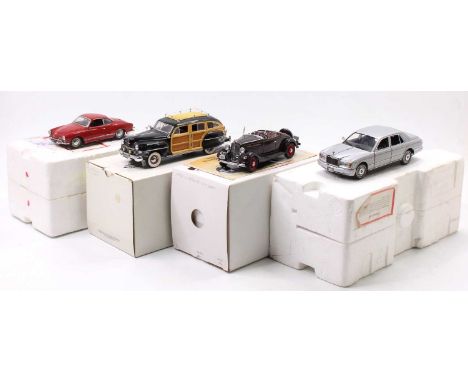 A collection of four various 1/24 scale part complete Franklin Mint diecasts to include a 1942 Chrysler Town &amp; Country, a