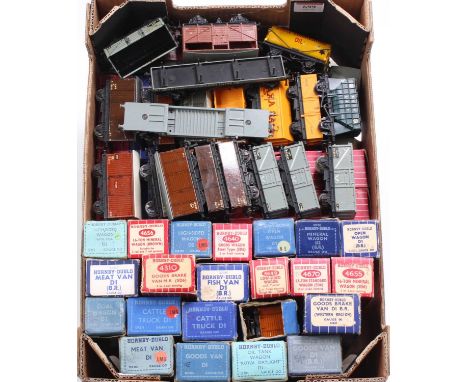Approx 33 Hornby-Dublo post-war goods wagons: mix of pre &amp; post-nationalisation, metal &amp; plastic wheels, tinplate &am