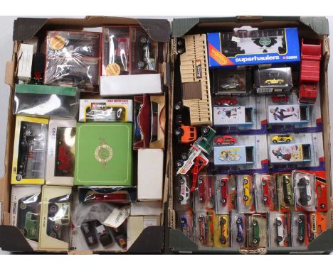 Three trays containing a large collection of mixed modern issue diecast to include Schuco, Hotwheels Mattel, Matchbox Models 