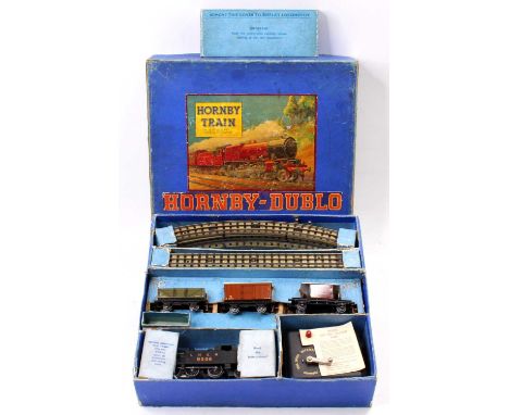 EDG7 Hornby-Dublo Tank Goods set comprising EDL7, 0-6-2 LNER 9596 unlined black loco, horseshoe motor, transfers are gold sha