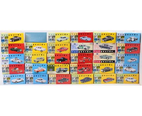 30 boxed Vanguards 1/43 scale modern release diecast vehicles to include a Ford Consul 3000GT, a Triumph Spitfire Mk2, a Vaux