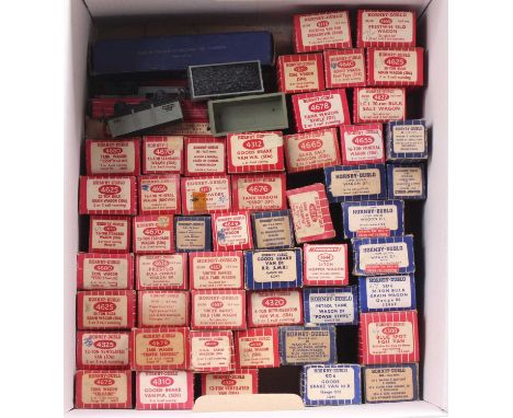 Approx 55 boxed and loose Hornby Dublo wagons to include No. 4644 21-ton hopper wagon, a No. 4300 Blue Spot fish van, No. 466