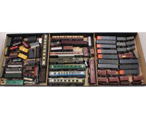 Three trays containing a good selection of 00 and H0 scale rolling stock to include Bachmann, Hornby, Triang and others, to i