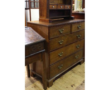 Georgian oak and mahogany chest of two short above three long drawers on bracket feet, 100cm high by 108cm wide