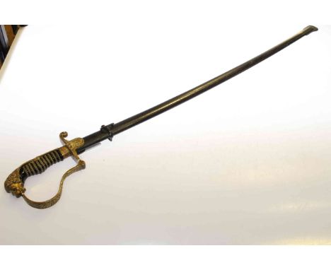 Third Reich Army Officer's sword, WKC, lion head pommel with red glass eyes, 78.5cm blade