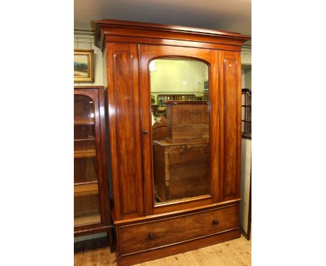 Victorian mahogany mirror door wardrobe, 229cm high by 155cm wide