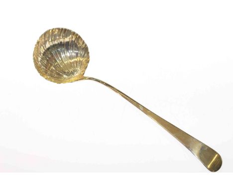 George III silver Old English pattern ladle, probably William Turner, London 1769, with shell form bowl, 4.6oz, 32.5oz