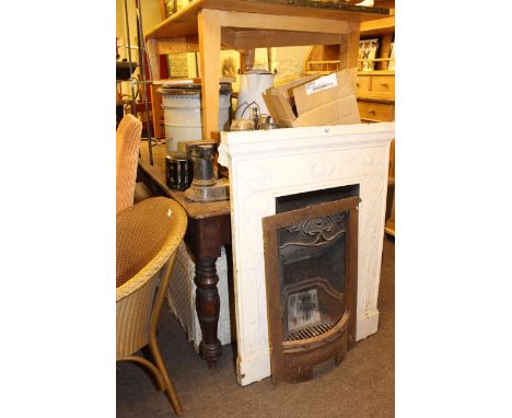 Art Nouveau style cast iron fireplace, Elsan Camp Closet, vintage scales and weights, enamel and metalwares
