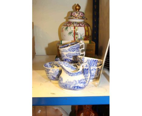 Oriental lidded jar, Spodes Italian blue and white and Exacta camera, etc