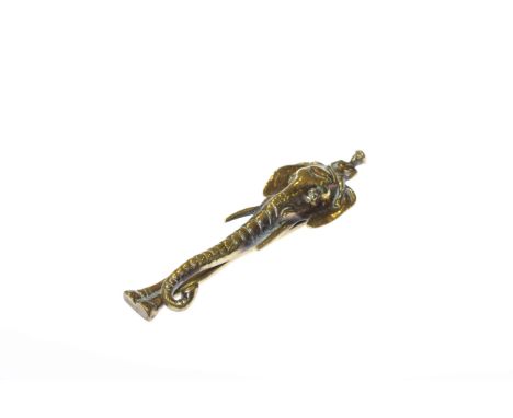 Early 20th Century brass elephant and rider door knocker, 18cm