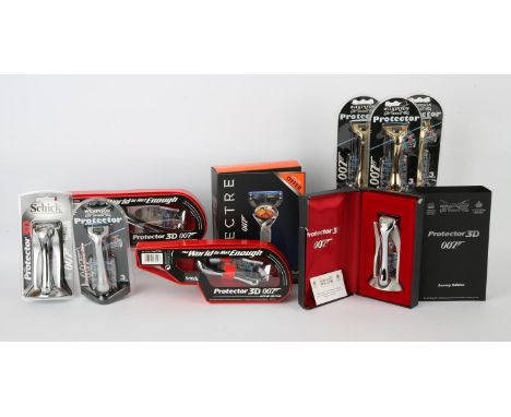 James Bond - Collection of Wilkinson Sword, Schick and Gillette Razors from various movies, all used (9). 